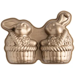 Nordic Ware 10-Cup Bunny In A Basket 3D Cake Pan - Toffee