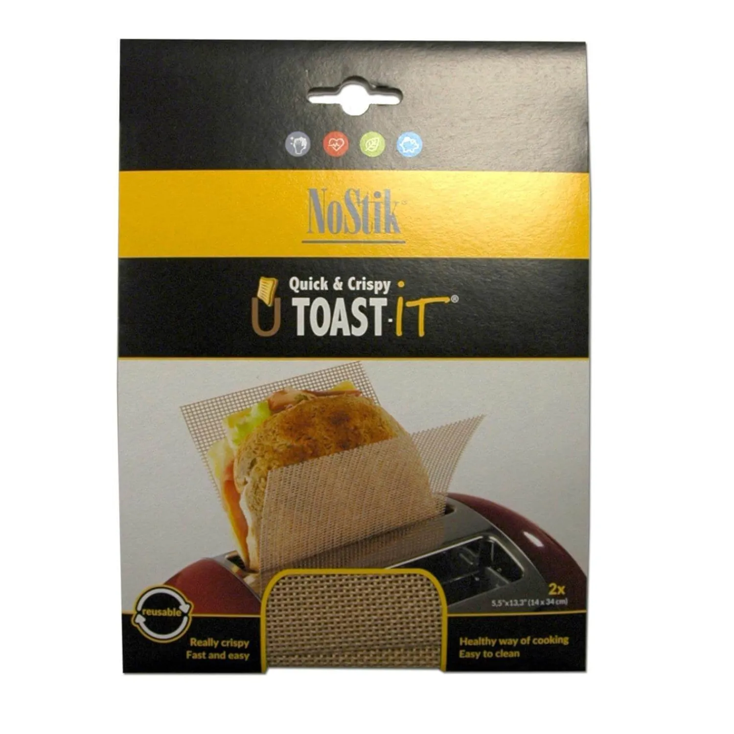 NoStik Reusable U Toast IT Pack of 2 - Black