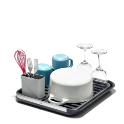 OXO Good Grips Aluminium Fold Flat Dish Rack - Grey