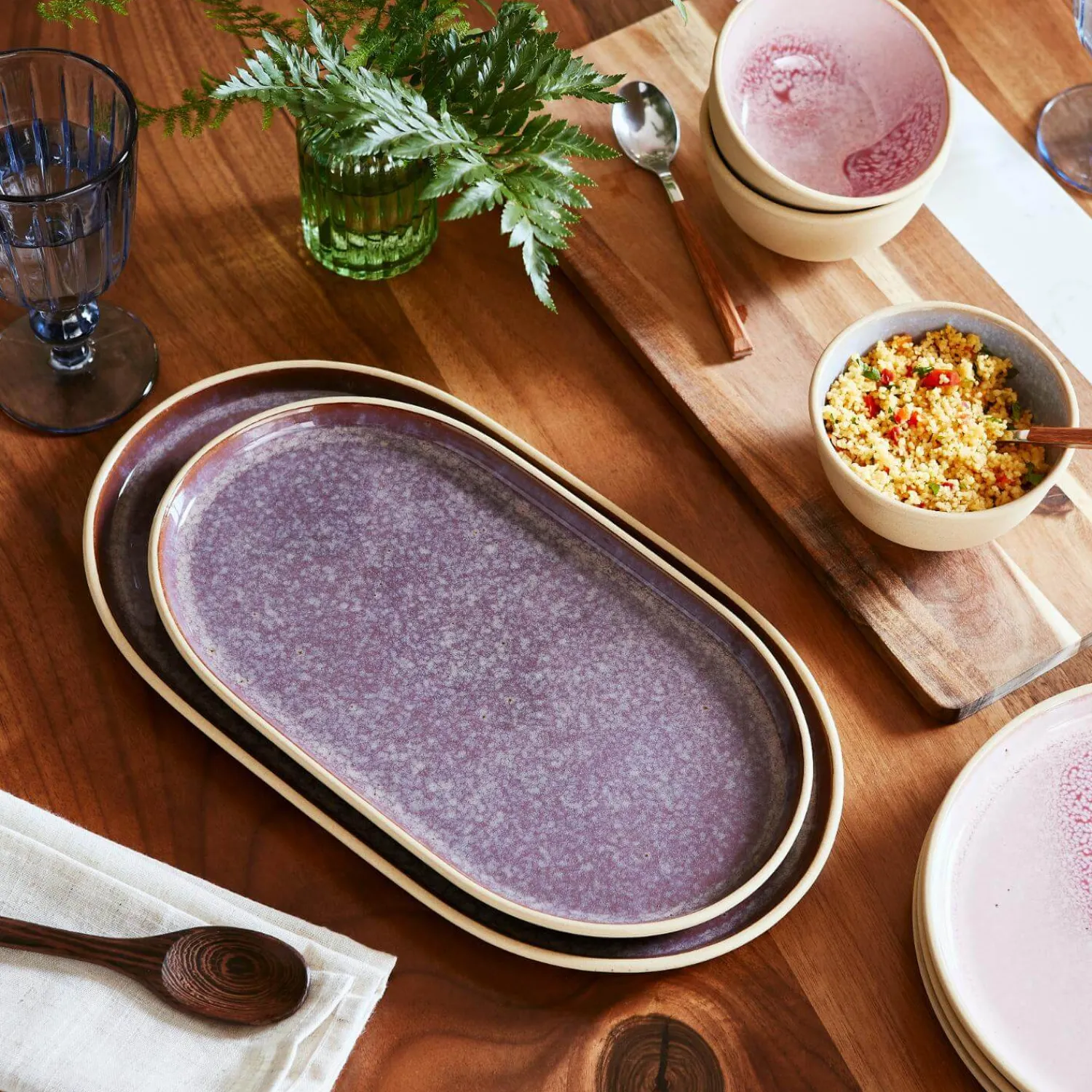 PORTMEIRION Minerals Stoneware 35cm Large Oval Platter - Amethyst
