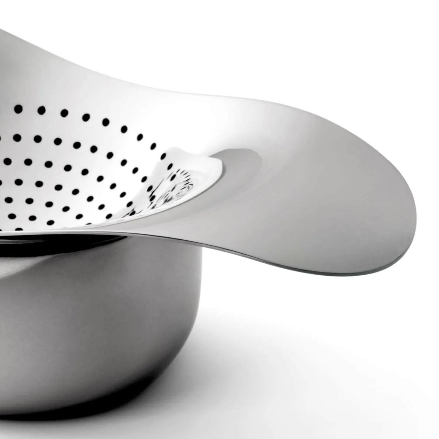 Robert Welch Drift 18|10 Mirror Polished Stainless Steel Tea Strainer with Bowl