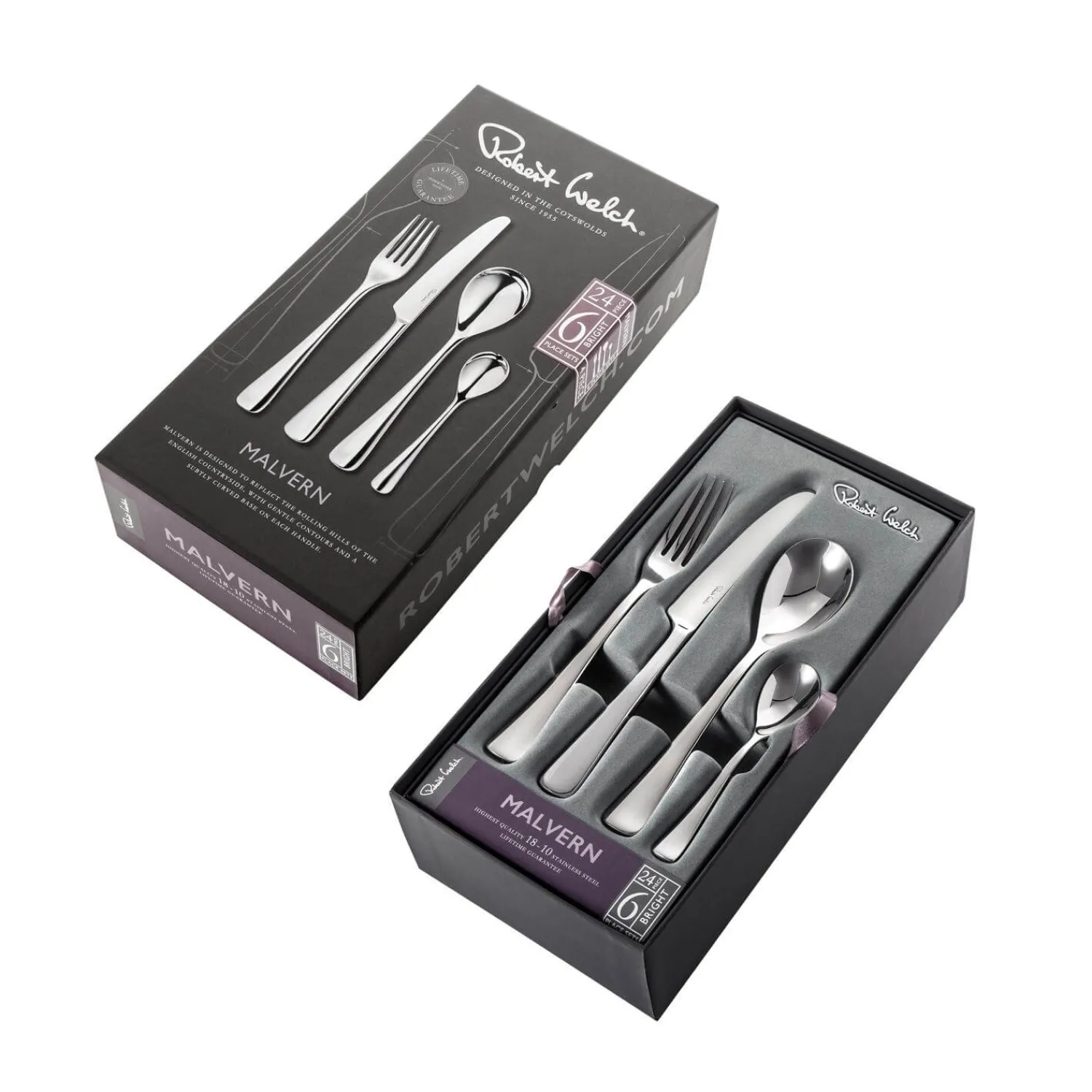 Robert Welch Malvern Bright Stainless Steel Cutlery Set - 24 Piece