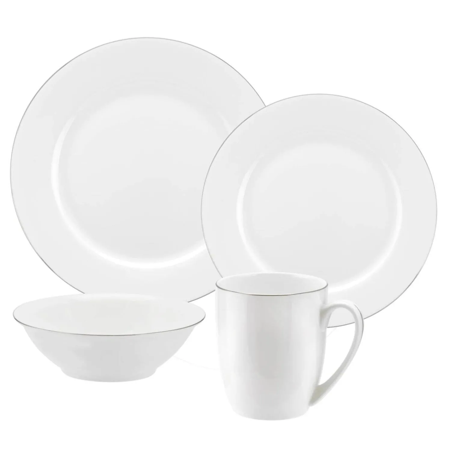 ROYAL WORCESTER Serendipity Platinum White Dinner Set - 16 Piece