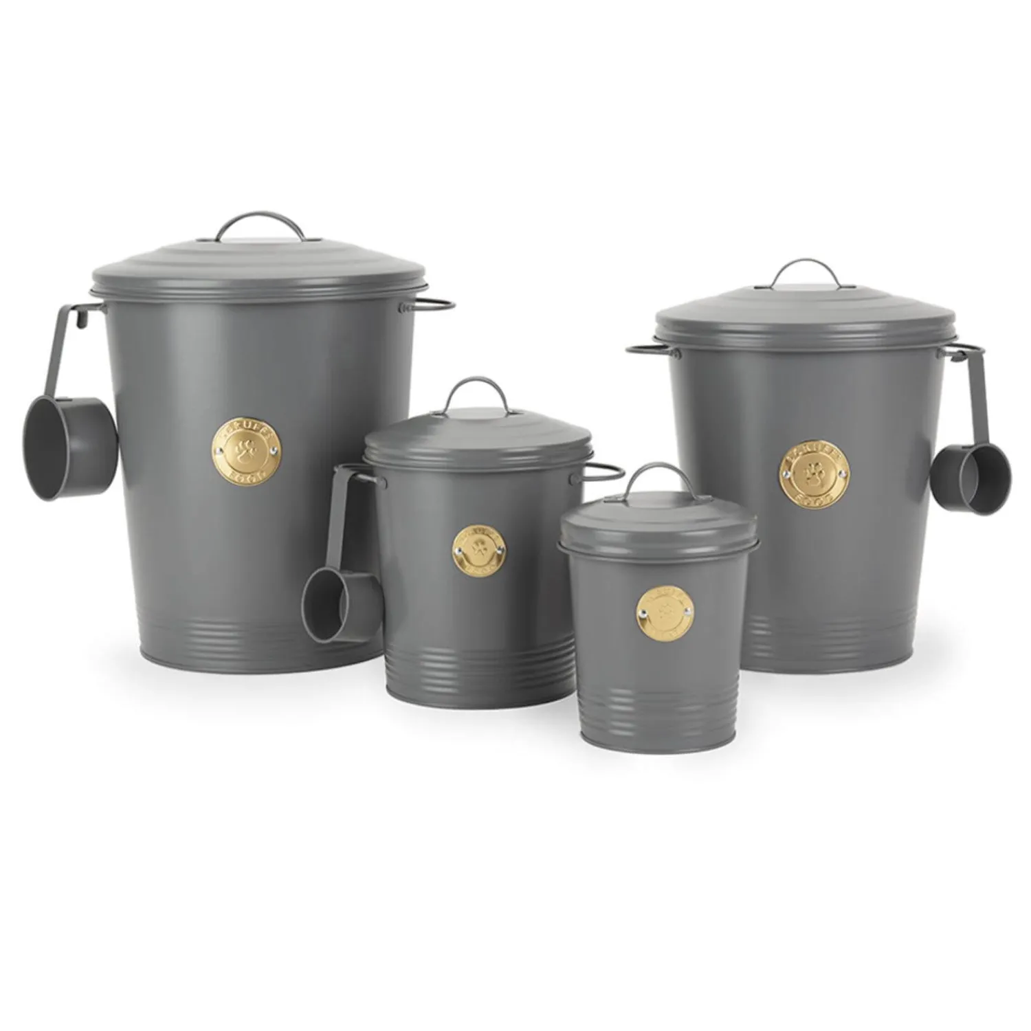 Scruffs 2Ltr Steel Pet Storage Cantina with Lid - Grey