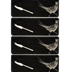 Selbrae House 4-Piece Mini Slate Cheese Board & Knife Set - Pheasant