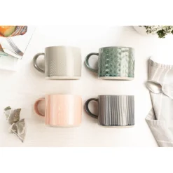 Siip Embossed Circle Stoneware 300ml Mug - Green