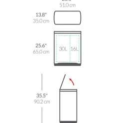 Simplehuman Fingerprint-Proof 46 Litre Kitchen Bin - Brushed Stainless Steel