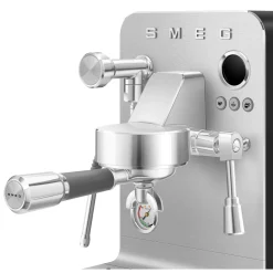 Smeg EMC02BLMUK Mini Pro Espresso Matte Black Coffee Machine & CGF02SSUK Mini Pro Stainless Steel Coffee Grinder