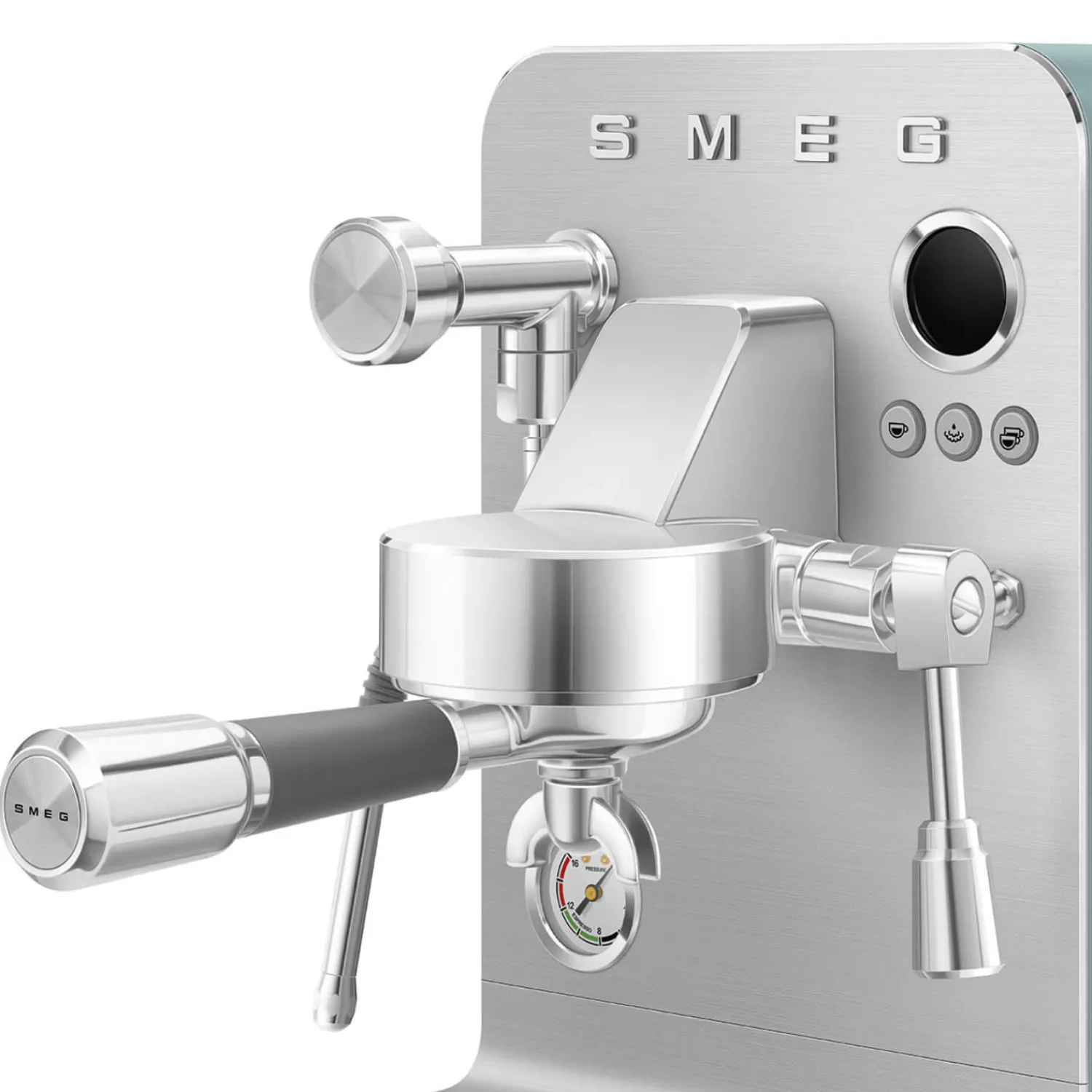 Smeg EMC02EGMUK Mini Pro Espresso Matte Emerald Green Coffee Machine & CGF02SSUK Mini Pro Stainless Steel Coffee Grinder