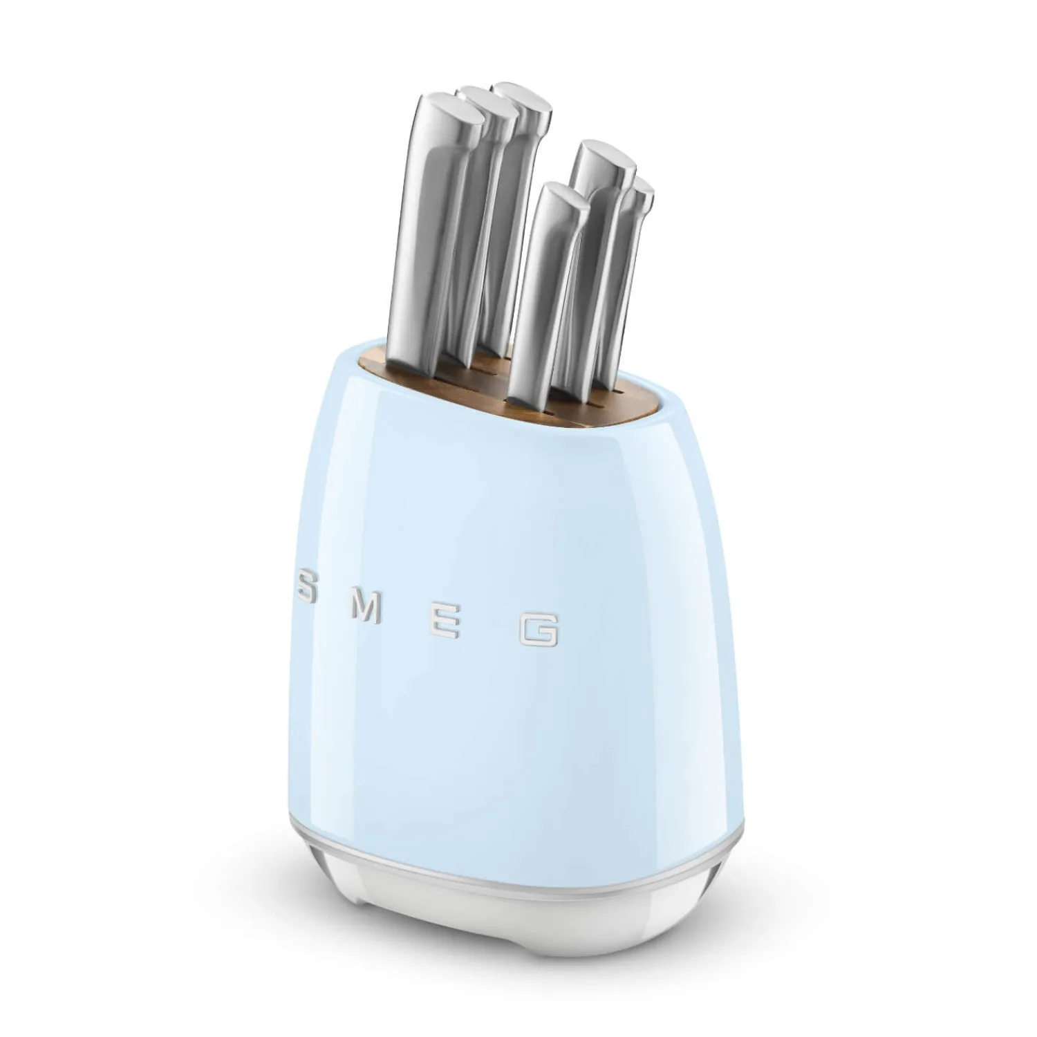 Smeg 50's Style Retro KBSF02 7-Piece Knife Block Set - Pastel Blue