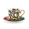 SPODE Creatures of Curiosity Fluted Cup & Saucer - Dark Floral/Snake