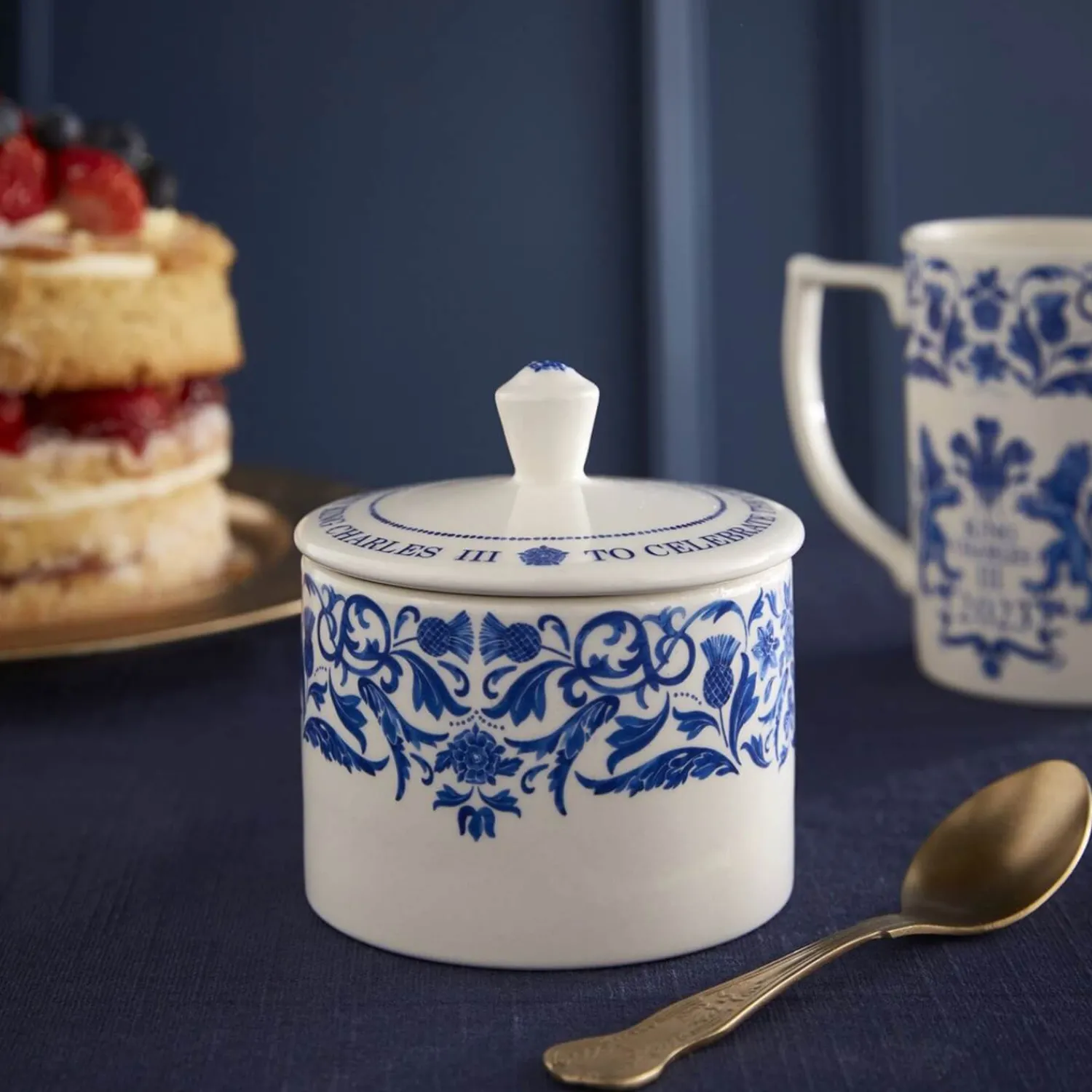 SPODE Kings Coronation Commemorative Limited Edition Covered Sugar Bowl