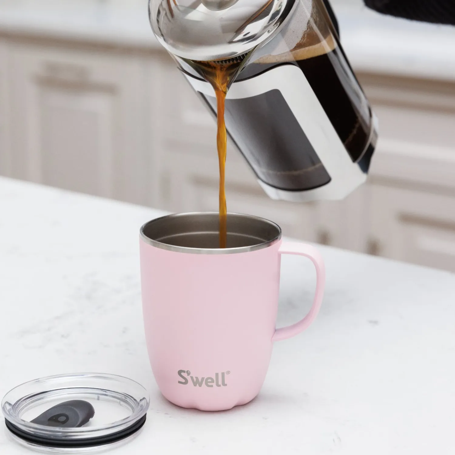 S'Well S'well 350ml Travel Mug with Handle - Pink Topaz