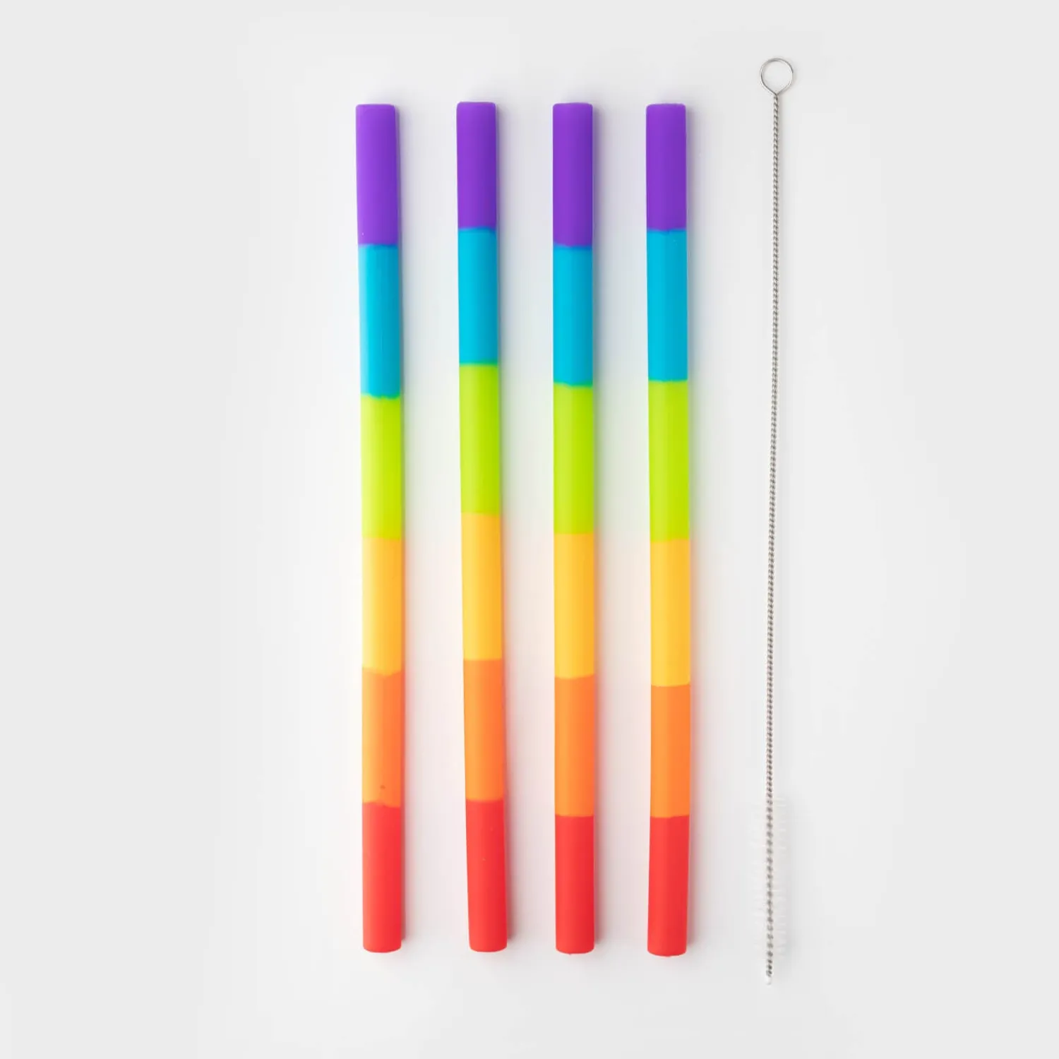 Taylor's Eye Witness Taylor's Eye Witness 4-Piece Silicone Reusable Drinking Straws - Rainbow