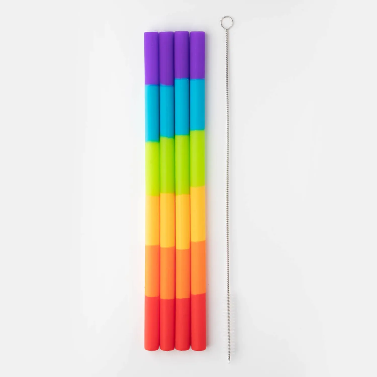 Taylor's Eye Witness Taylor's Eye Witness 4-Piece Silicone Reusable Drinking Straws - Rainbow