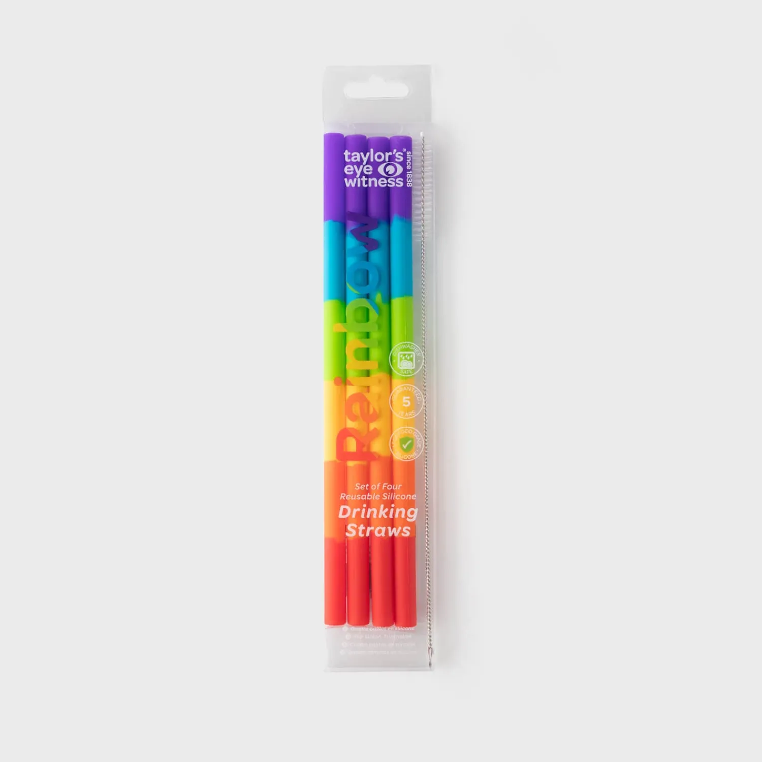 Taylor's Eye Witness Taylor's Eye Witness 4-Piece Silicone Reusable Drinking Straws - Rainbow
