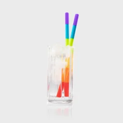 Taylor's Eye Witness Taylor's Eye Witness 4-Piece Silicone Reusable Drinking Straws - Rainbow
