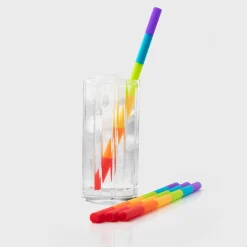 Taylor's Eye Witness Taylor's Eye Witness 4-Piece Silicone Reusable Drinking Straws - Rainbow