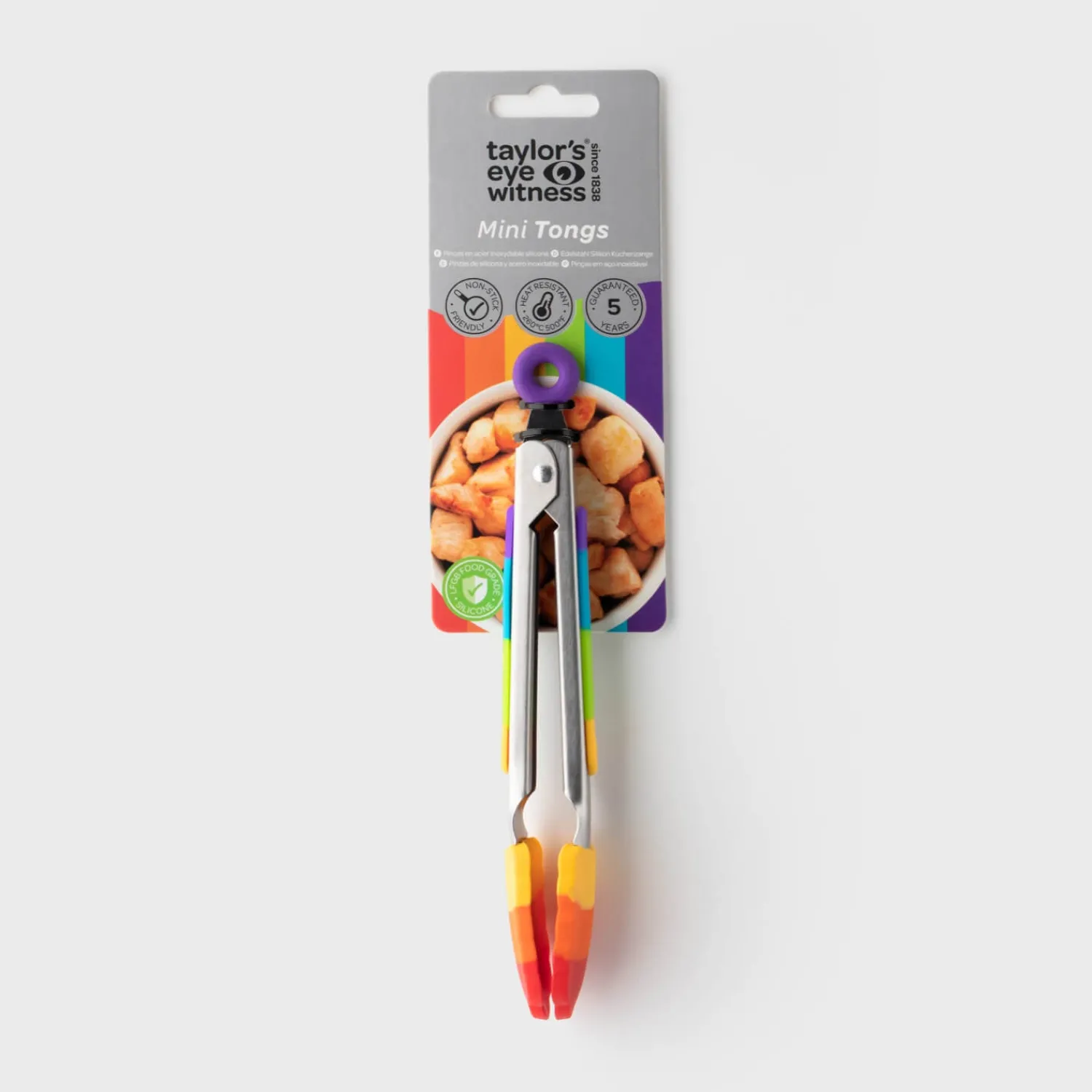 Taylor's Eye Witness Taylor's Eye Witness Stainless Steel Silicone Mini Tongs - Rainbow