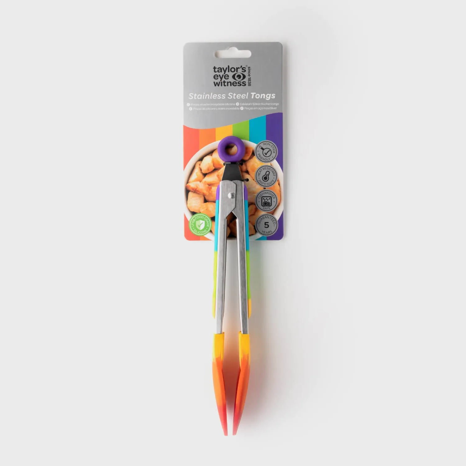 Taylor's Eye Witness Taylor's Eye Witness Stainless Steel Silicone Tongs - Rainbow