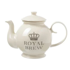 TUFTOP Majestic Coronation 4-Cup Stoneware Cream Teapot