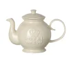 TUFTOP Majestic Coronation 4-Cup Stoneware Embossed Cream Teapot