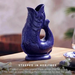 Wade Fish Earthenware 1.2 Litre Gluggle Jug - Cobalt