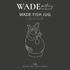 Wade Fish Earthenware 1.2 Litre Gluggle Jug - Cobalt