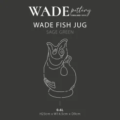 Wade Fish Earthenware 0.6 Litre Gluggle Jug - Sage