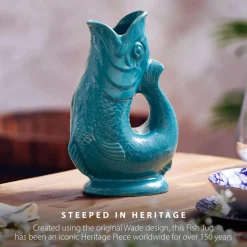 Wade Fish Earthenware 1.2 Litre Gluggle Jug - Agave