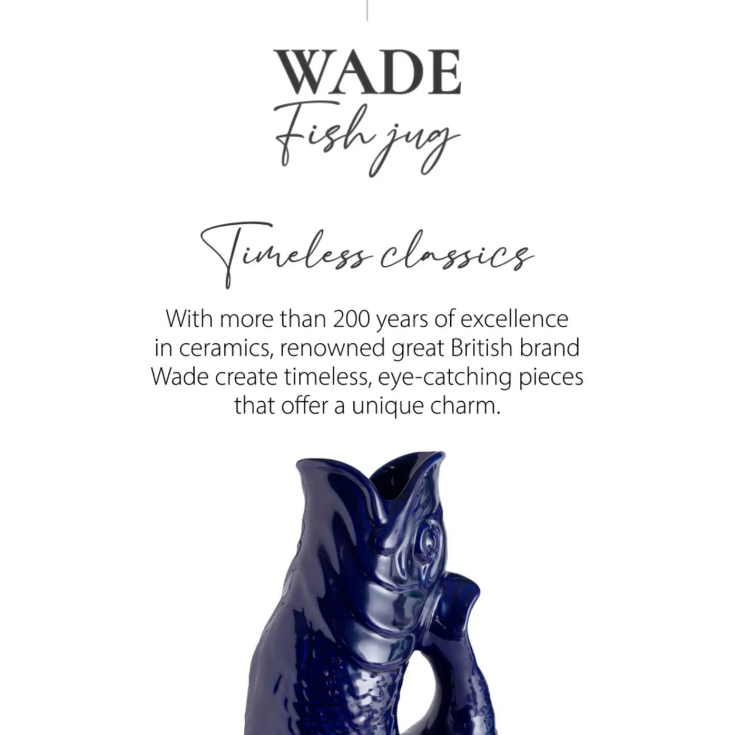 Wade Fish Earthenware 0.6 Litre Gluggle Jug - Cobalt