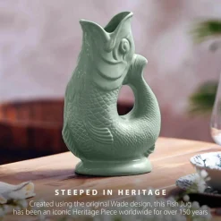 Wade Fish Earthenware 1.2 Litre Gluggle Jug - Sage