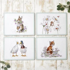 Wrendale Designs by Hannah Dale 4-Piece Large Placemats Set - Wildflowers