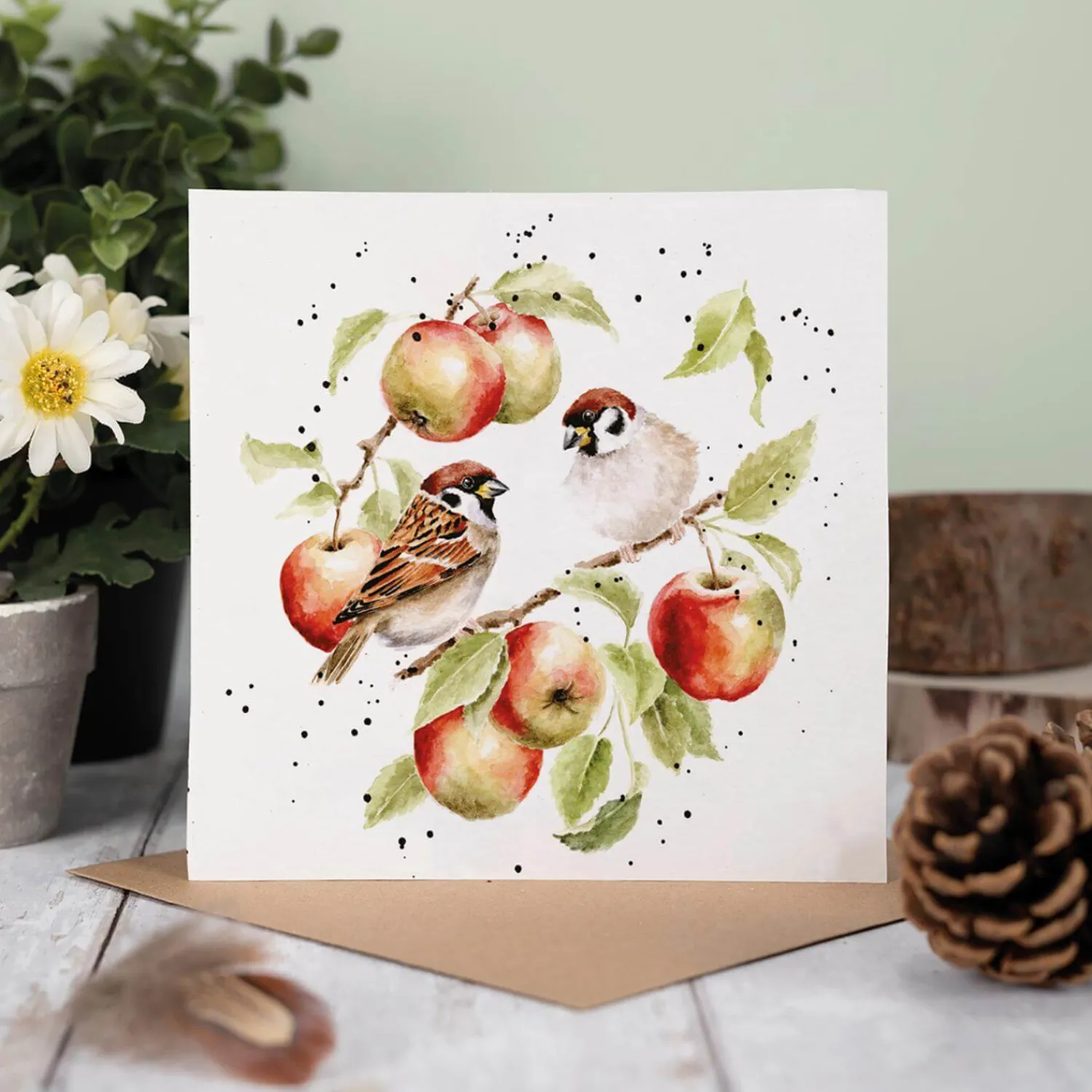 Wrendale Designs by Hannah Dale Card - The Apple Tree - Sparrow