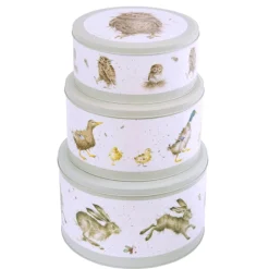 Wrendale Designs by Hannah Dale 3 Piece Cake Tin Nest - Hare, Duck & Owl