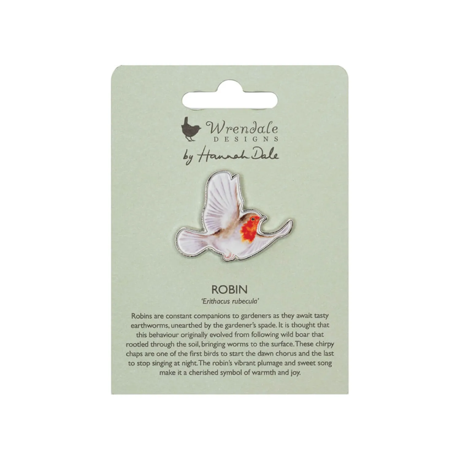 Wrendale Designs by Hannah Dale Pin Badge - Flying Robin - Robin