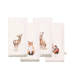 Wrendale Designs by Hannah Dale 100% Cotton Fabric Set of 4 Napkins - Woodlanders