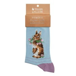 Wrendale Designs by Hannah Dale Ladies Bamboo Socks - Head Clover Heels - Rabbit