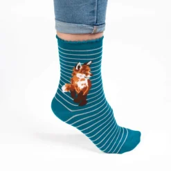 Wrendale Designs Deep Teal Socks - Born To Be Wild