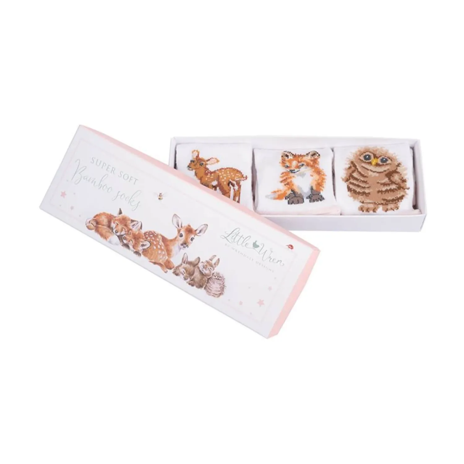 Wrendale Designs Little Wren Little Forest Woodland Animal Bamboo Baby Socks - 0-6 Months