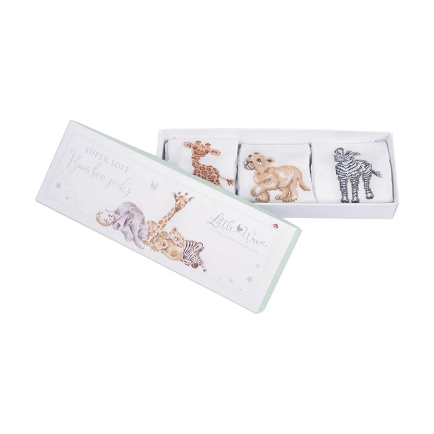 Wrendale Designs Little Wren Little Savannah African Animal Bamboo Baby Socks - 6-12 Months
