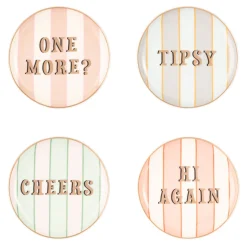 Yvonne Ellen Fine China 4-Piece Coaster Set - Slogan