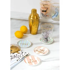 Yvonne Ellen Fine China 4-Piece Coaster Set - Slogan
