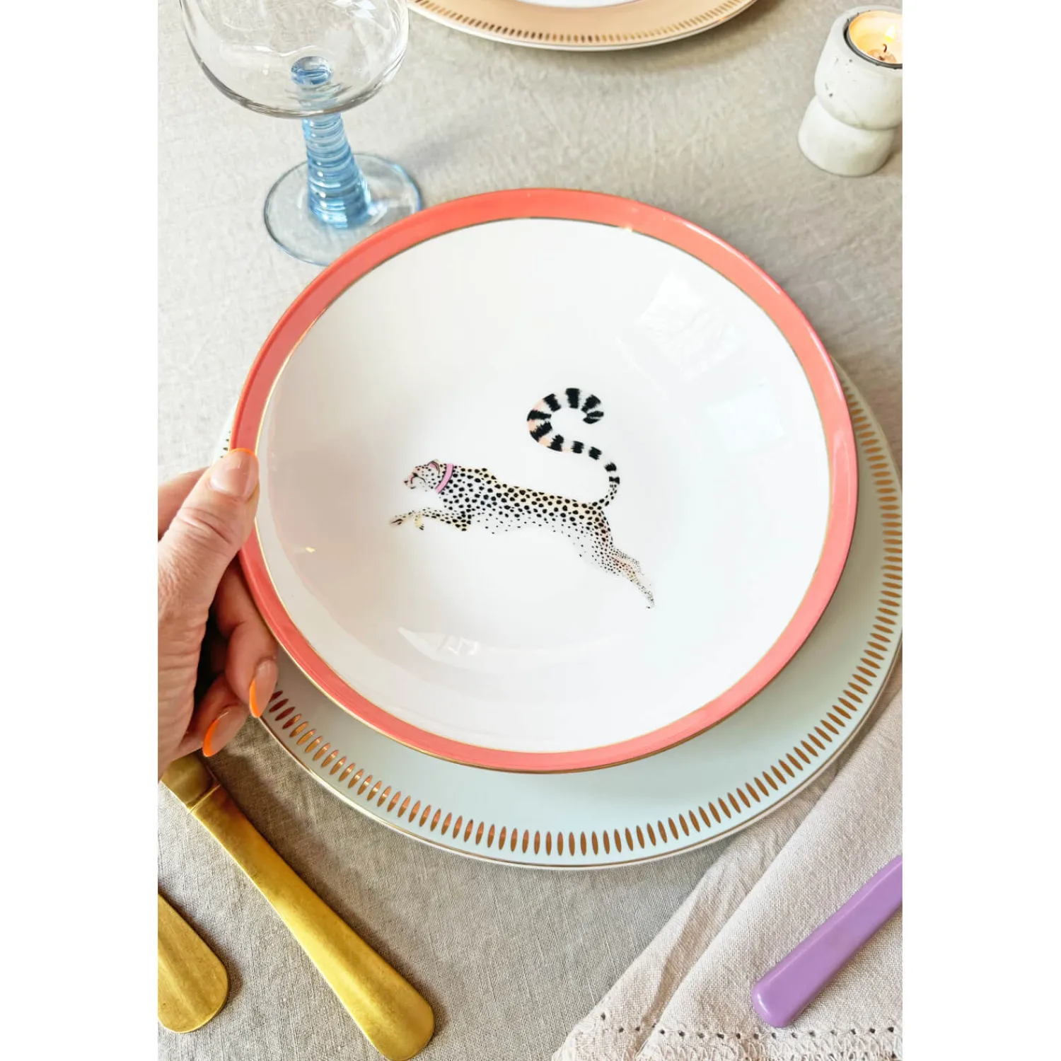 Yvonne Ellen 4-Piece Fine China Pasta Bowls - Animal