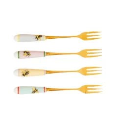 Yvonne Ellen Set Of 4 Cake Forks With China Handles - Bee