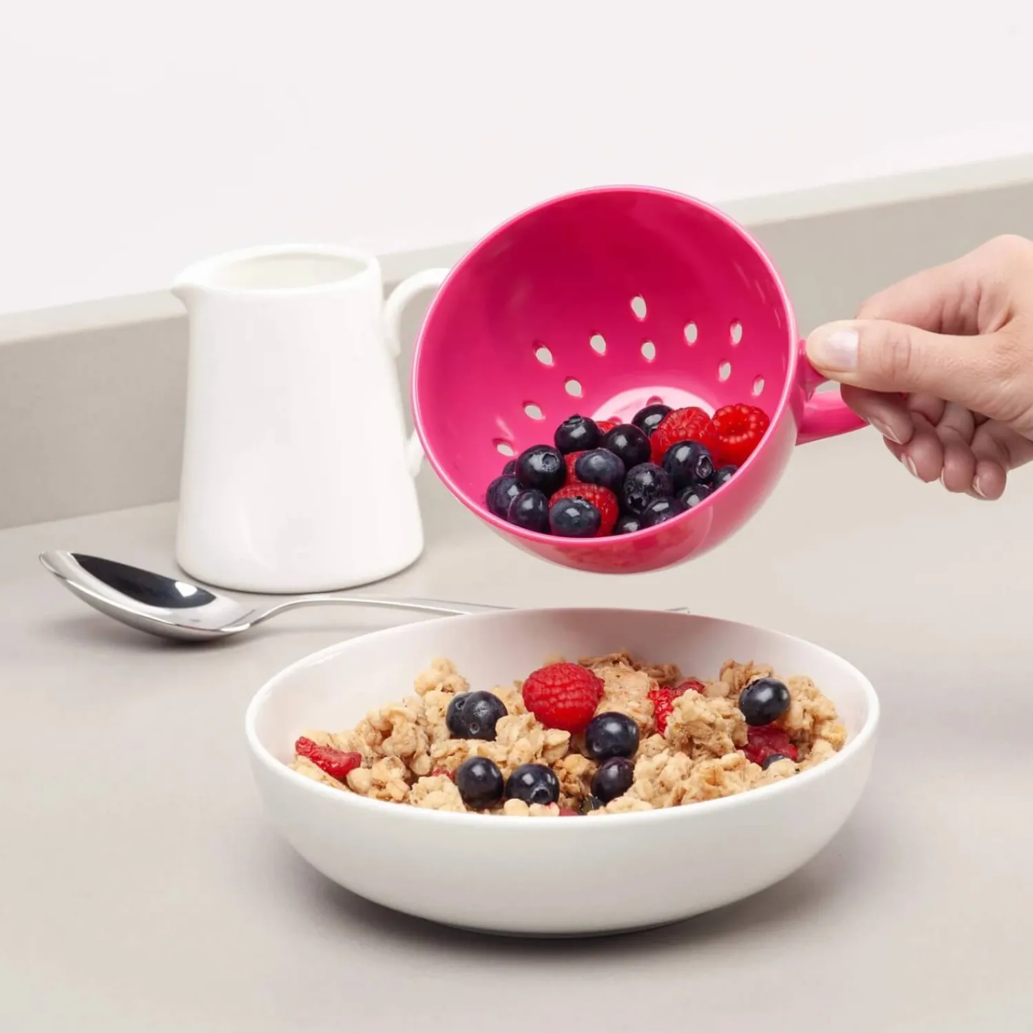 Zeal Berry 10cm Melamine Colander with Handle - Neon Pink